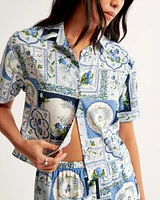 Faux Silk Short-Sleeve Shirt