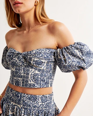 Poplin Off-The-Shoulder Set Top