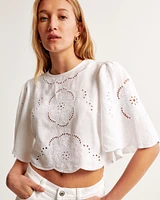 Angel Sleeve Embroidered Tee