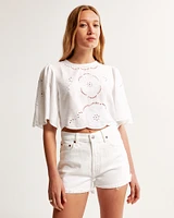 Angel Sleeve Embroidered Tee