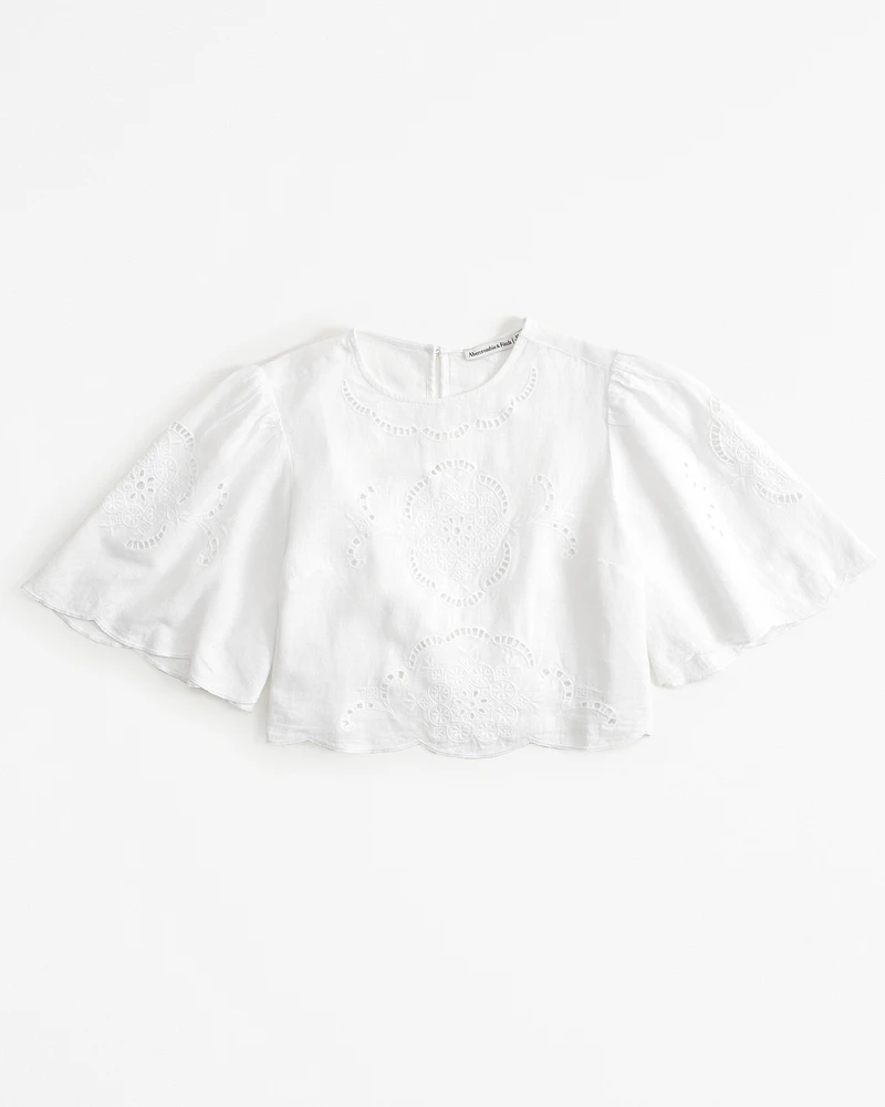 Angel Sleeve Embroidered Tee