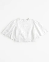 Angel Sleeve Embroidered Tee