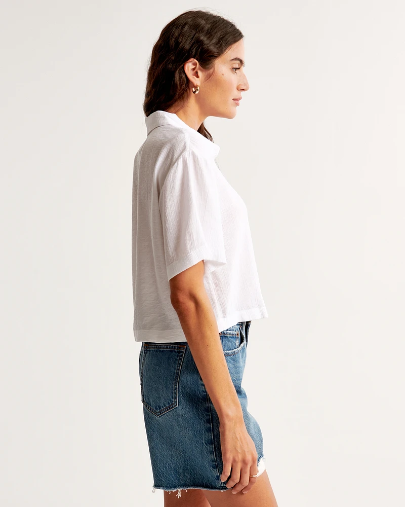 Short-Sleeve Crinkle Textured Shirt