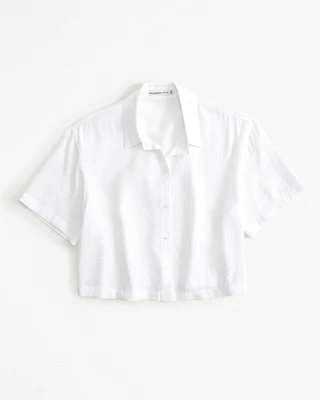 Short-Sleeve Crinkle Textured Shirt