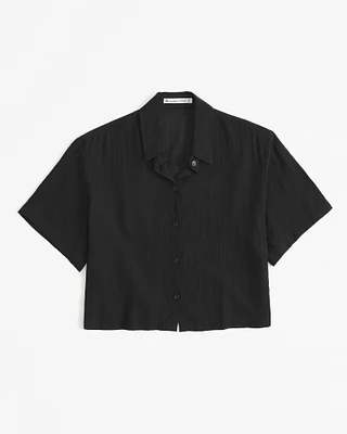 Short-Sleeve Crinkle Textured Shirt