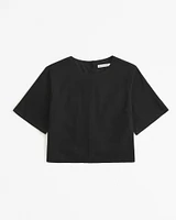 Linen-Blend Woven Tee