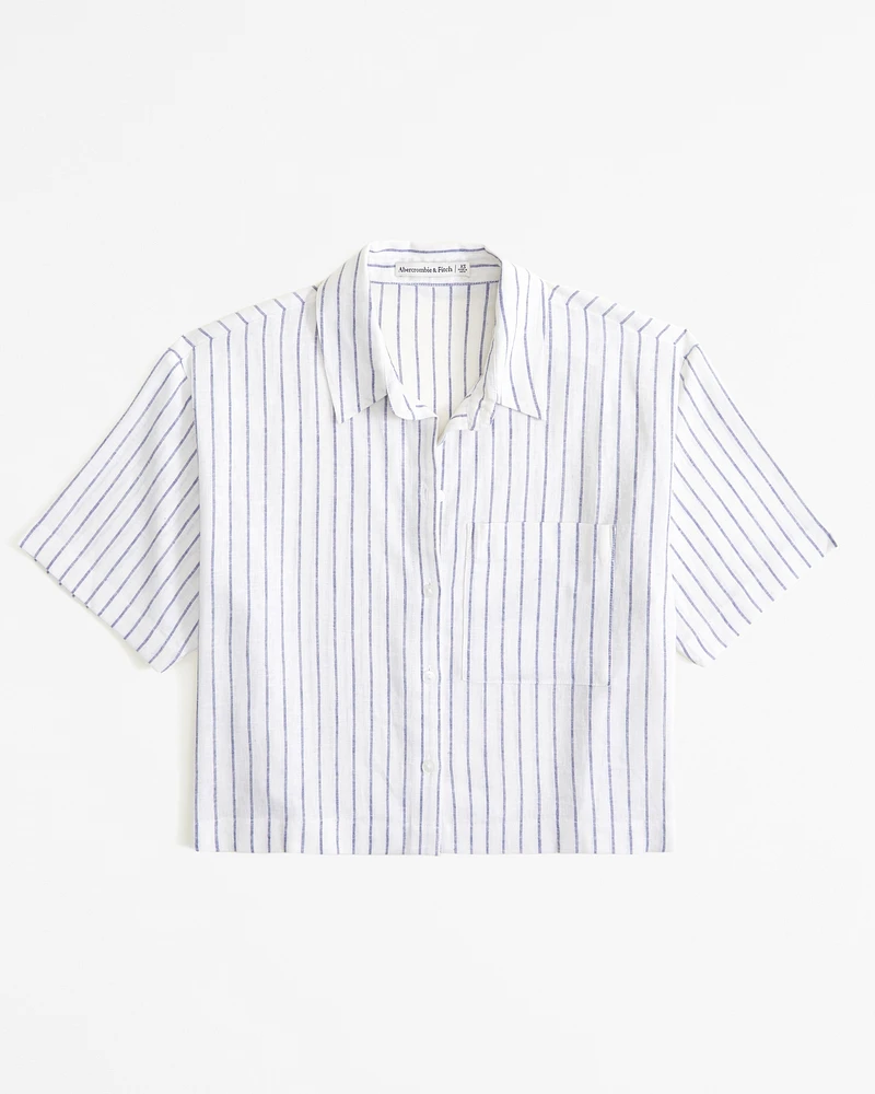 Short-Sleeve Linen-Blend Shirt