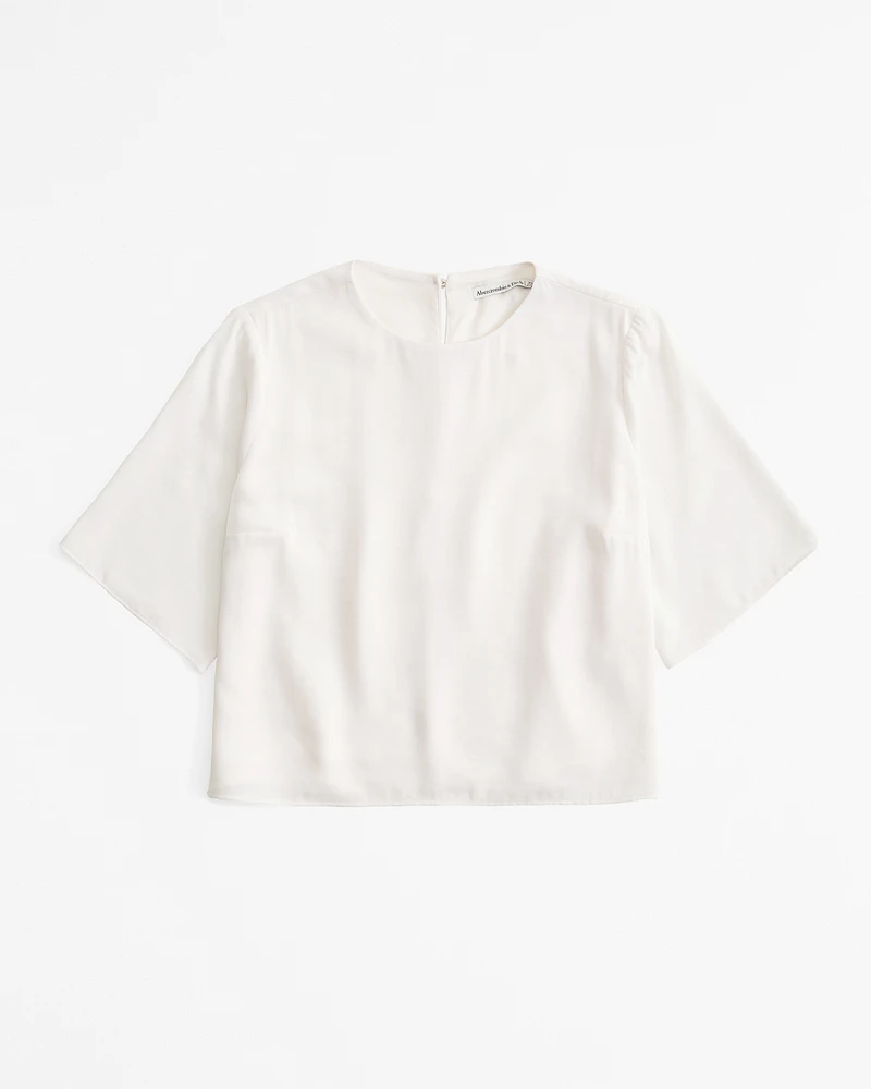 Crinkle Textured Woven Tee