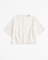 Crinkle Textured Woven Tee