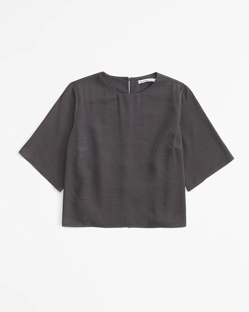 Crinkle Textured Woven Tee