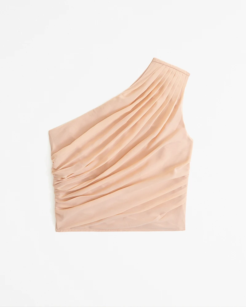 Sheer Asymmetrical One-Shoulder Set Top
