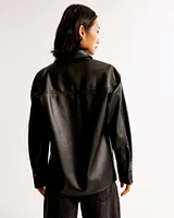 Oversized Vegan Leather Shirt Jacket