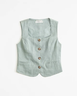 The A&F Mara Premium Linen Vest Set Top