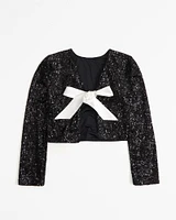 Long-Sleeve Tie-Back Sequin Top