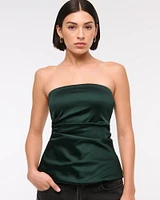 Long-Length Satin Tube Top