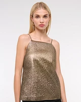 High-Neck Metallic Long-Length Top