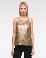 High-Neck Metallic Long-Length Top