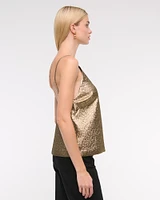 High-Neck Metallic Long-Length Top