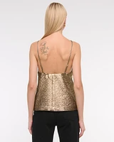 High-Neck Metallic Long-Length Top