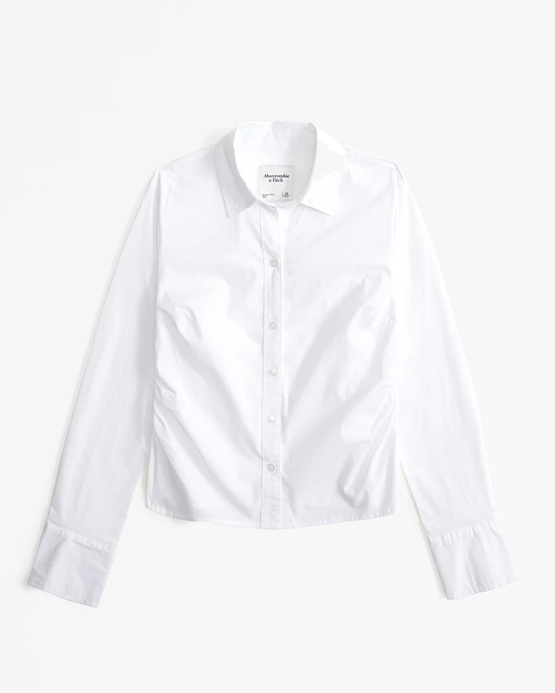 Side Cinched Poplin Shirt