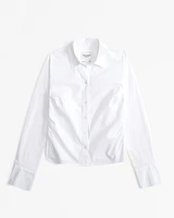 Side Cinched Poplin Shirt