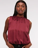 Bubble Hem Ruched Satin Top