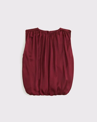 Bubble Hem Ruched Satin Top