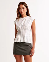 Poplin Pleated Top