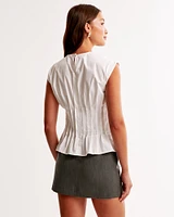 Poplin Pleated Top