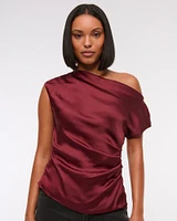 Asymmetrical Draped Satin Top