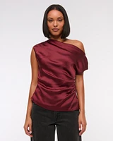 Asymmetrical Draped Satin Top