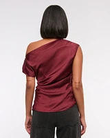 Asymmetrical Draped Satin Top