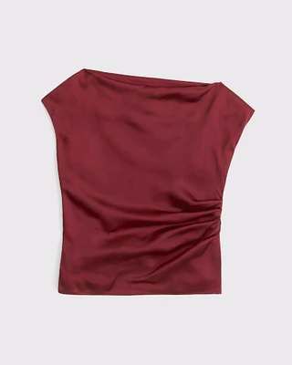 Asymmetrical Draped Satin Top