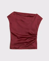 Asymmetrical Draped Satin Top