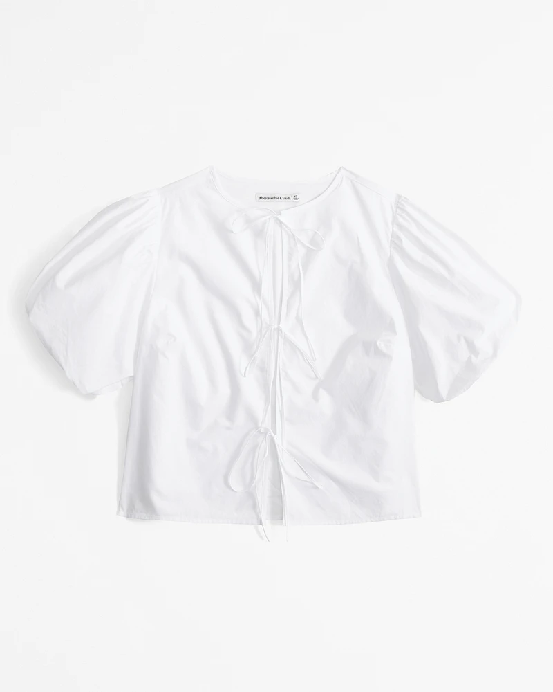 Short-Sleeve Tie-Front Top