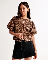 Short-Sleeve Tie-Front Top