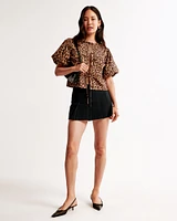 Short-Sleeve Tie-Front Top