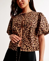 Short-Sleeve Tie-Front Top