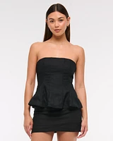 Strapless Peplum Tailored Tube Top