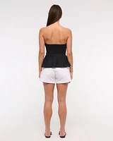 Strapless Peplum Tailored Tube Top