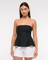 Strapless Peplum Tailored Tube Top