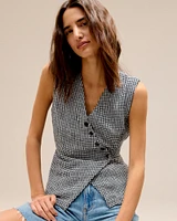 Asymmetrical Linen-Blend Vest