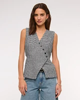Asymmetrical Linen-Blend Vest