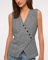Asymmetrical Linen-Blend Vest