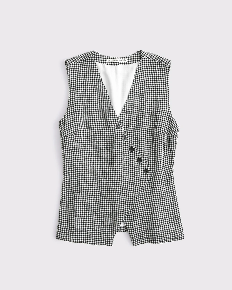 Asymmetrical Linen-Blend Vest