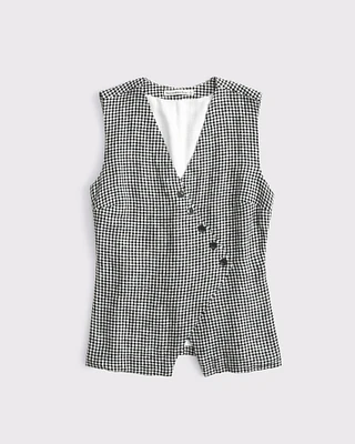 Asymmetrical Linen-Blend Vest