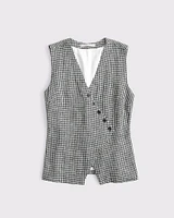Asymmetrical Linen-Blend Vest
