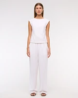 Linen-Blend Skimming Shell Top