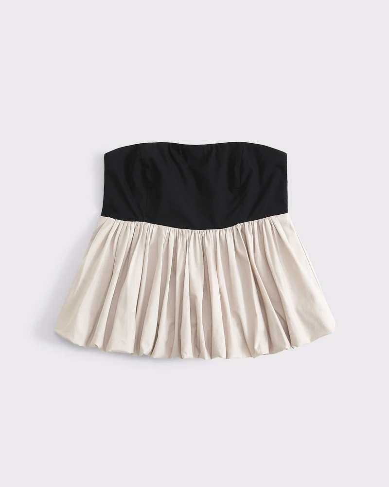 Strapless Bubble Hem Top