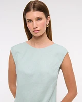 Linen-Blend Skimming Shell Top